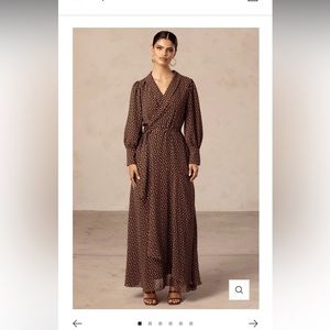 Veiled Collection brown daisy wrap maxi dress